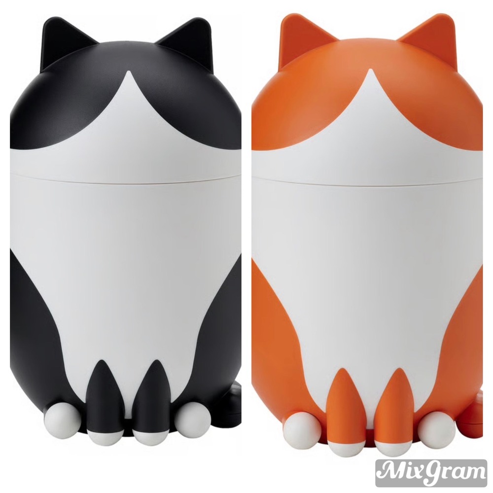 2x IKEA GREJSIMOJS Cat Shaped Storage Box With Lid Orange Black Tuxedo Set NEW